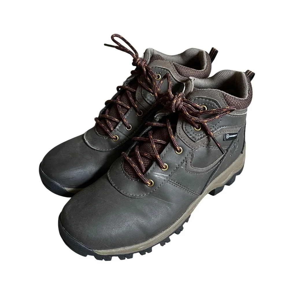 Timberland Boys Waterproof Hiking Boots Brown Leather Mid Top Size 5 A14IB